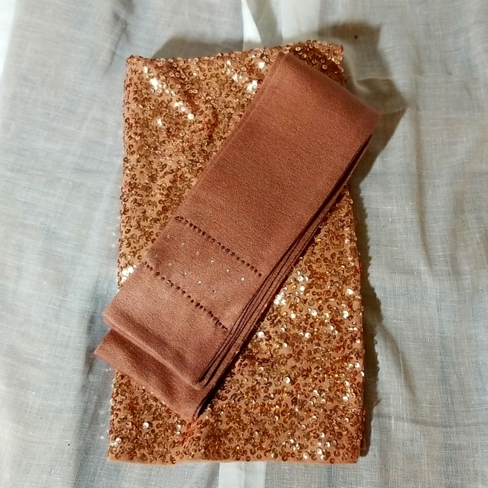 J.Crew Fleshtoned Sequined Tank Sz M (&BONUS handmade scarf/neck wrap to match!) - Picture 7 of 7